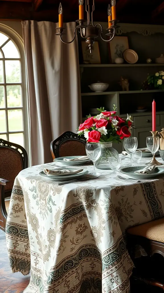 25 Creative Mother's Day Brunch Decor Ideas for Home 7 A beautifully set dining table with an elegant floral centerpiece, stylish plates, and intricate table linens.