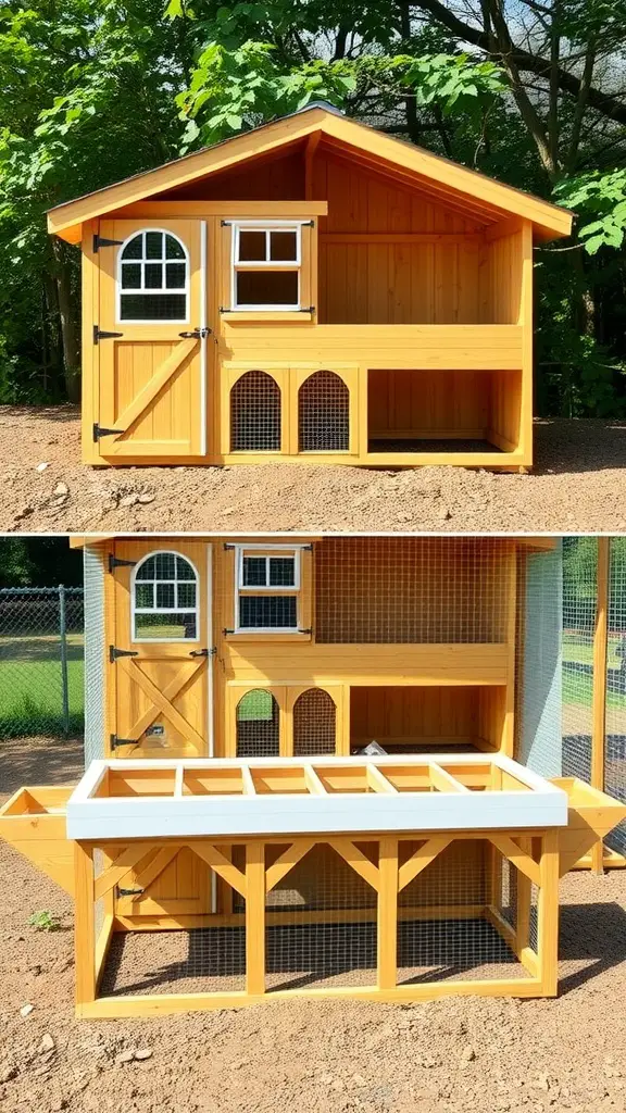 17 Creative Walk-In Chicken Coop Ideas You'll Love 15 Customizable modular chicken coop design with wooden structure and connected run area.