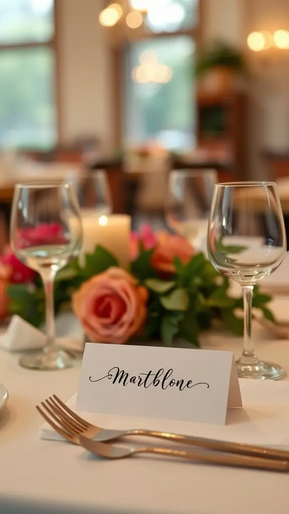 25 Creative Mother's Day Brunch Decor Ideas for Home 10 Elegant place card on a beautifully set brunch table