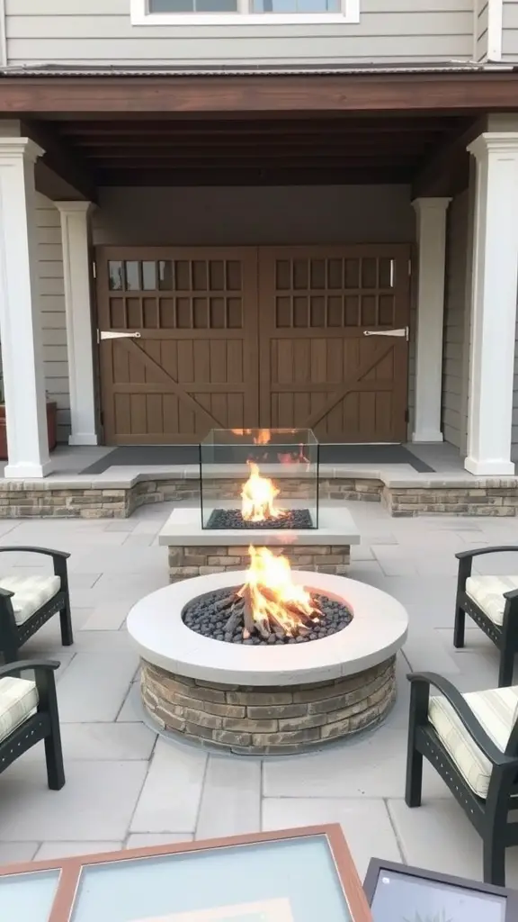 17 Inspiring Backyard Patio and Fire Pit Ideas 10 A family-friendly fire pit with safety features, surrounded by cozy seating.