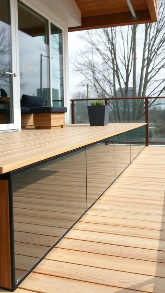 19 Creative Deck Skirting Ideas for Your Outdoor Space 15 Deck with glass panel skirting and wooden flooring