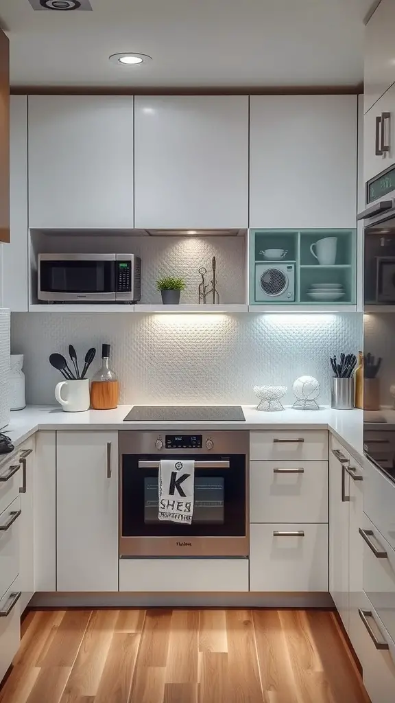 29 Stunning Kitchen Makeover Ideas for a Fresh Look 9 A modern kitchen featuring smart technology appliances, organized shelving, and contemporary design elements.