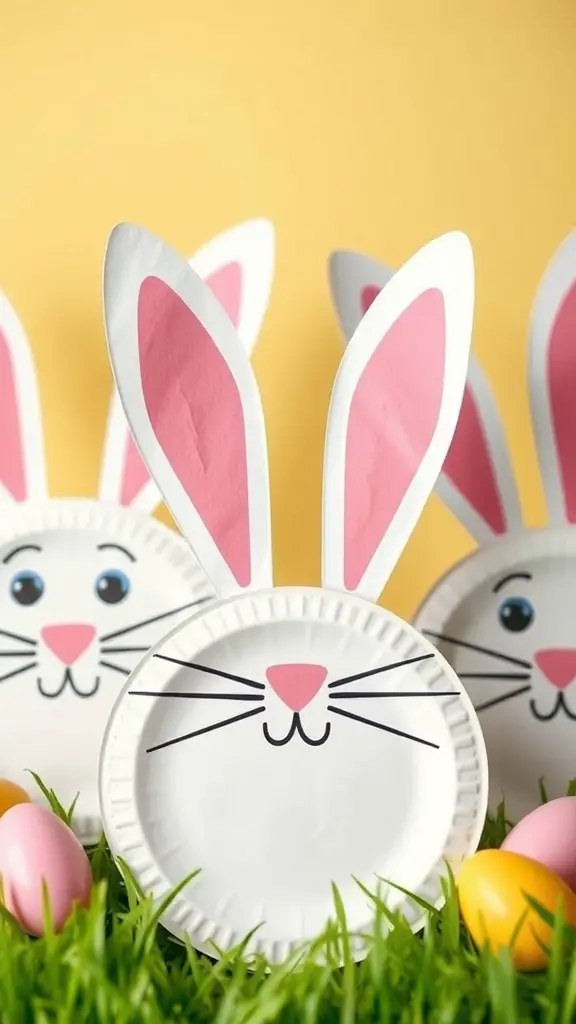 Craft representation of Paper Plate Bunny Faces for Easter