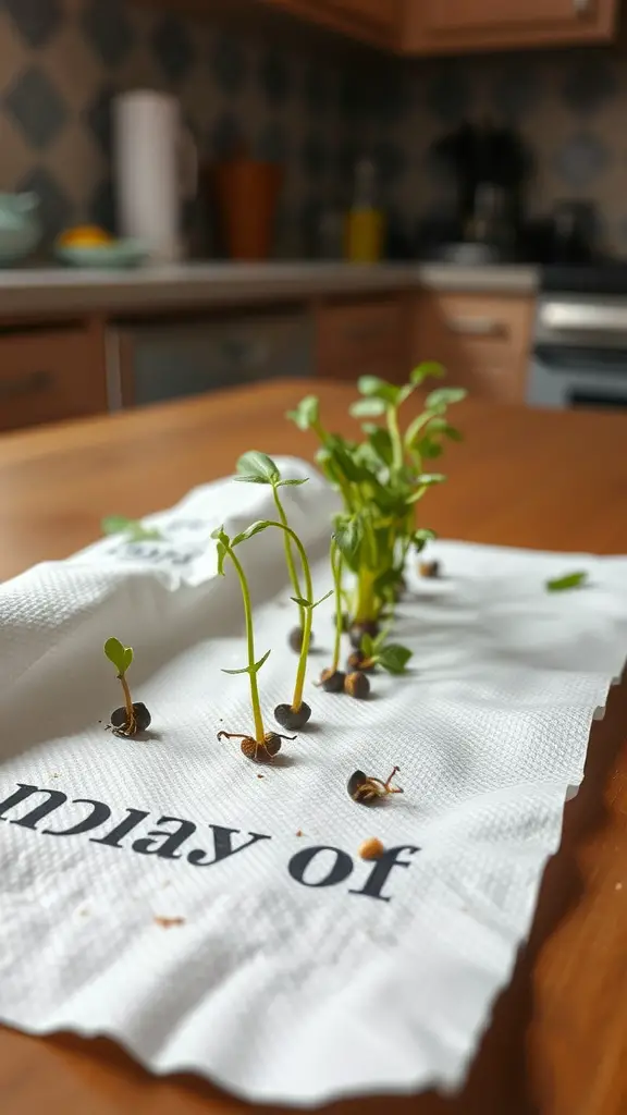 19 Creative Seed Starting Ideas for Your Garden 19 Sprouting seeds on a paper towel in a kitchen setting