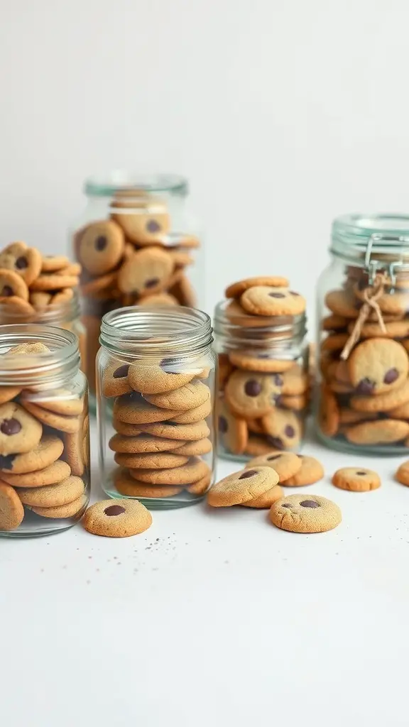 25 Creative Mother's Day Brunch Decor Ideas for Home 22 Glass jars filled with cookies arranged on a white table.