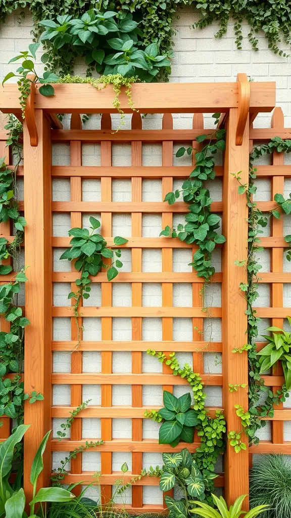 27 Creative Small Garden Plans for Limited Spaces 16 Wooden trellis with climbing plants against a wall
