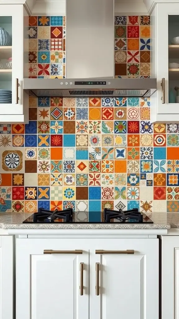 29 Stunning Kitchen Makeover Ideas for a Fresh Look 2 Colorful patterned tile backsplash in a kitchen with white cabinets
