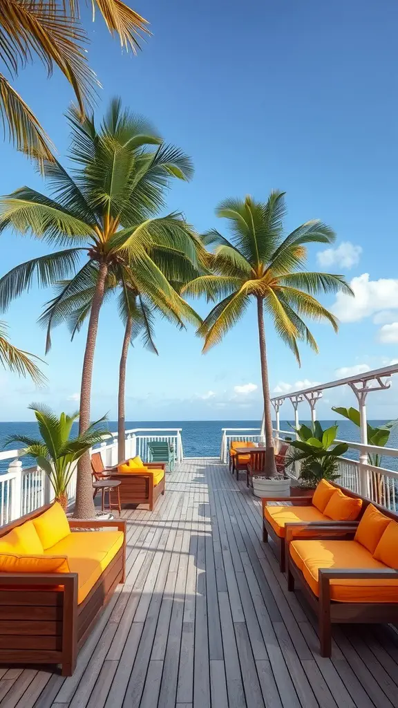 15 Creative Garden Decking Ideas for Your Outdoor Space 12 Tropical-themed decking with palm trees and comfortable seating