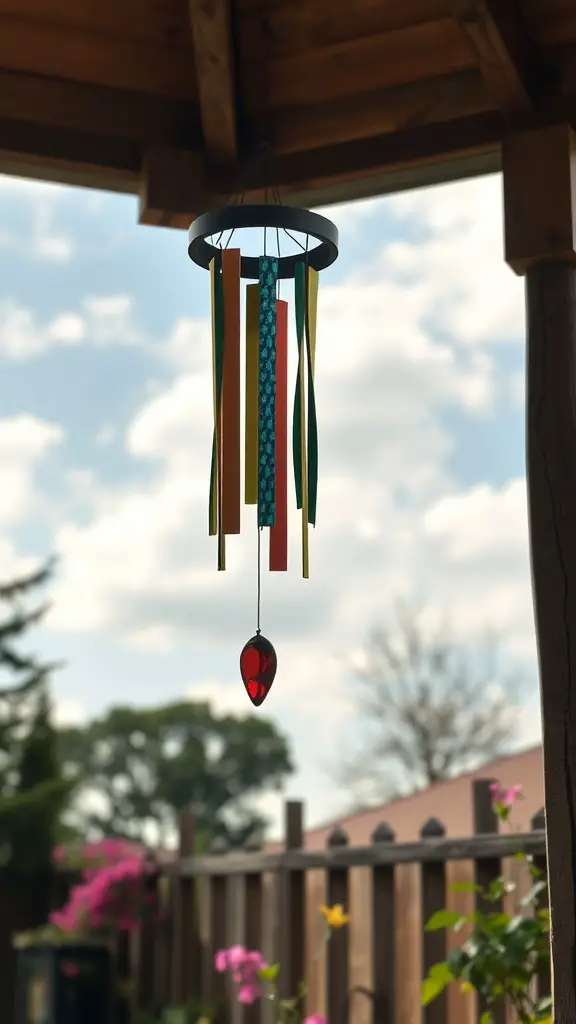 25 Whimsical Garden Ideas to Transform Your Outdoor Space 15 Colorful wind chimes hanging in a garden