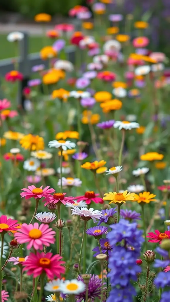 13 Creative Backyard Garden Layout Ideas for Your Outdoor Space 6 Colorful wildflower meadow with various flowers in bloom